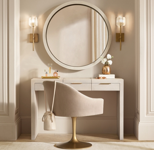 Clio Shagreen Vanity Desk - Brass