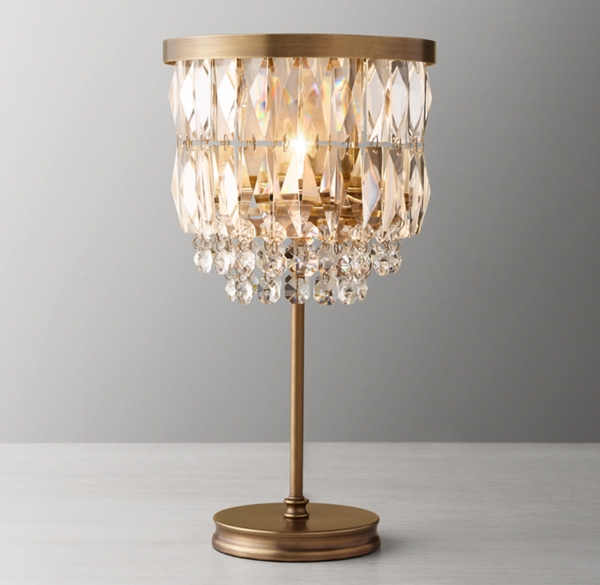Portia Crystal Table Lamp Antiqued Brass