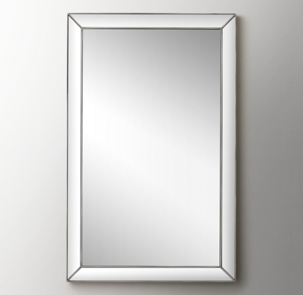 MetalTrimmed Beveled Tall Dresser Mirror Silver Leaf