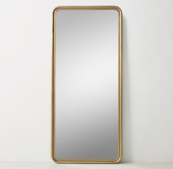 RoundedEdge Metal Trim Leaner Mirror Brass