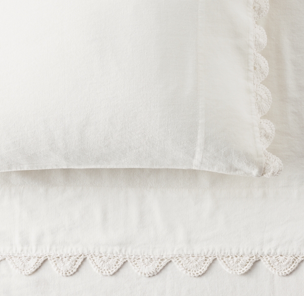 HandCrocheted LinenCotton Sheet Set