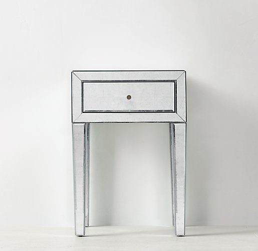 Beaumont Mirrored Side Table, Art Deco Mirrored Side Table