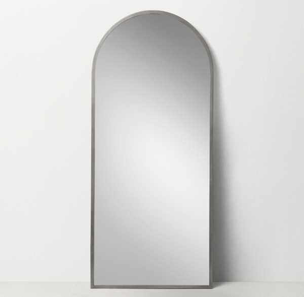 Minimalist MetalWrapped Arched Leaner Mirror Pewter