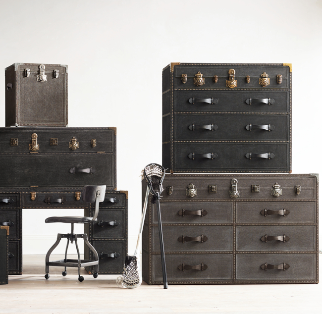 Restoration Hardware Eldon Steamer Trunk Storage Vanity Desk, 52% Off