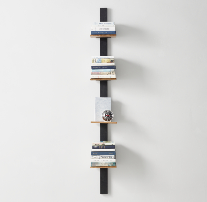 Floating Book Shelf Large - Iron with Natural
