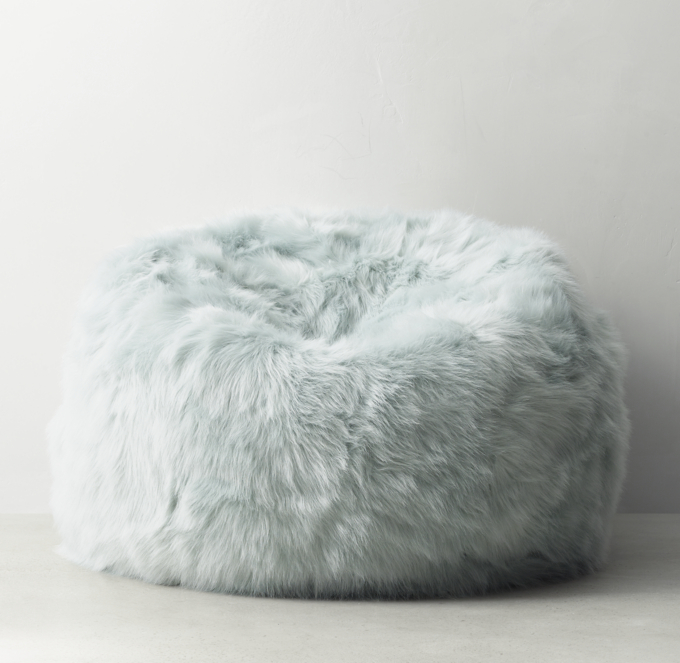 Kashmir Faux Fur Bean Bag Seafoam RH TEEN