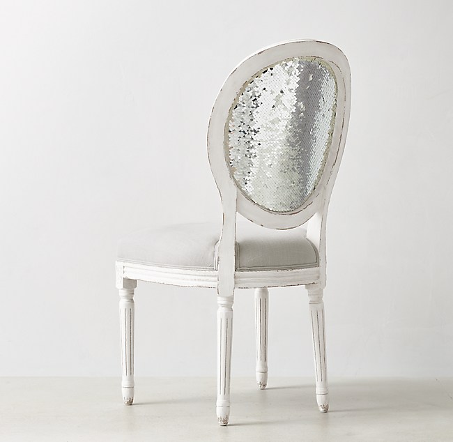 Vintage French Sequin Desk Chair - Silver
