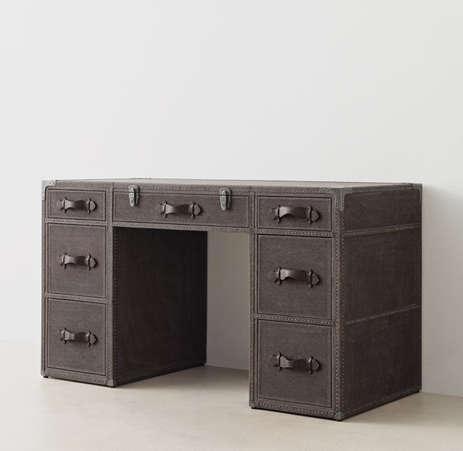 Restoration Hardware Eldon Steamer Trunk Storage Vanity Desk, 52% Off