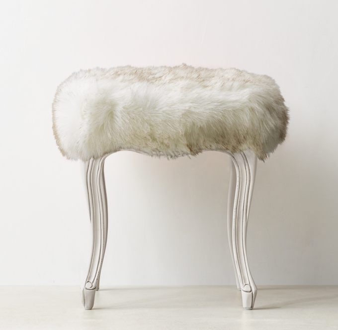 White faux fur online stool