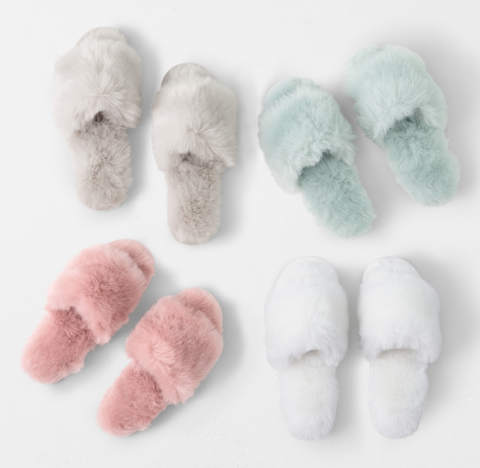 Restoration hardware slippers hot sale faux fur