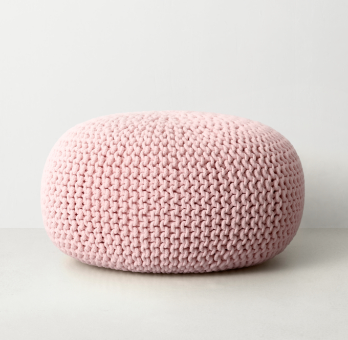 Pink Knit Pouf