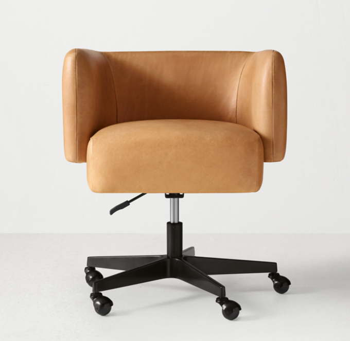 Henning Leather Desk Chair Bronze Caster Base